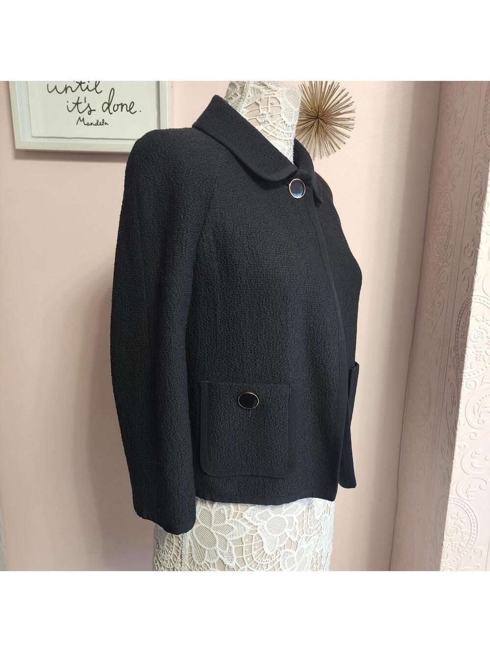 St. John Boutiques Black Textured Knit Cropped Blazer Jacket USA 4
